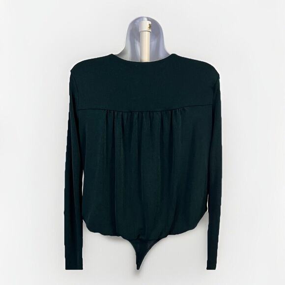 Intimately Free People Bodysuit Womens Small Green 'TURNT' Plunging Surplice - Picture 2 of 5